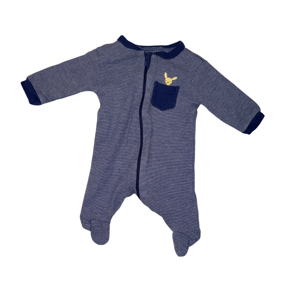 Striped blue bunny onesie | NB