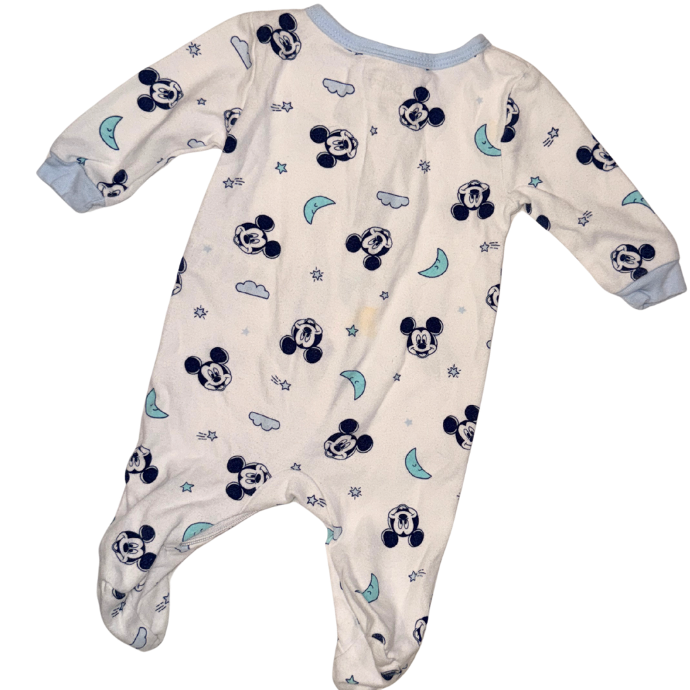 White onesie with Mickey Mouse pattern | NB