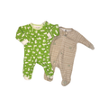Set of 2 onesies | Green & beige with animal & avocado patterns | NB