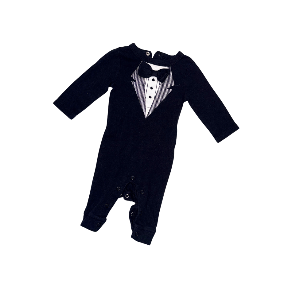 Tux style onesie | Black tie | NB