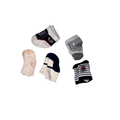 Set of 5 socks | Striped, white, red detail | NB
