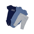 Carter's Set of 3 | Blue Tone Bodysuits & Grey Pants | NB