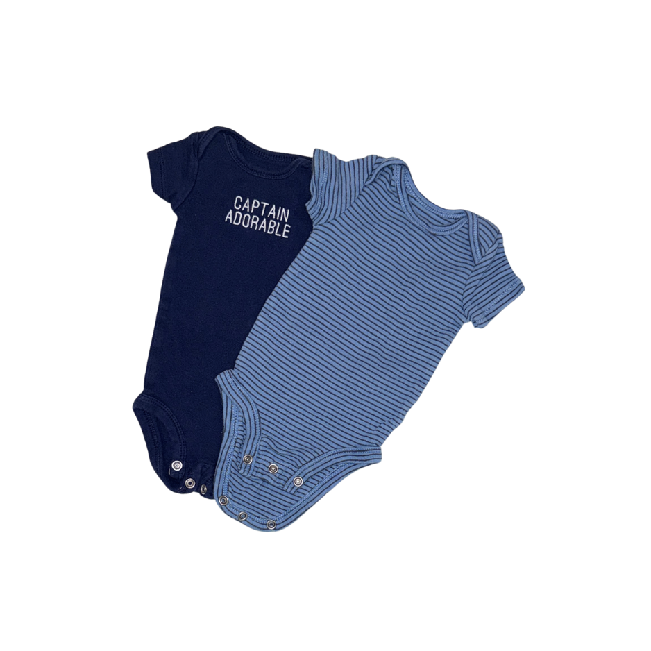 Carter's Set of 3 | Blue Tone Bodysuits & Grey Pants | NB