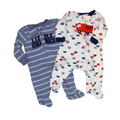 Carter's Set of 2 Onesies | "Little Brother" Stripe & Truck Print | NB