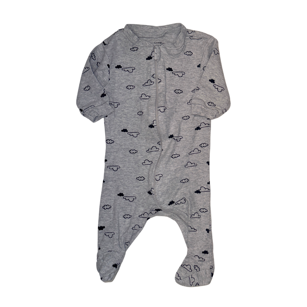 Set of 3 onesies | Grey, white & blue elephant pattern | 0-3M