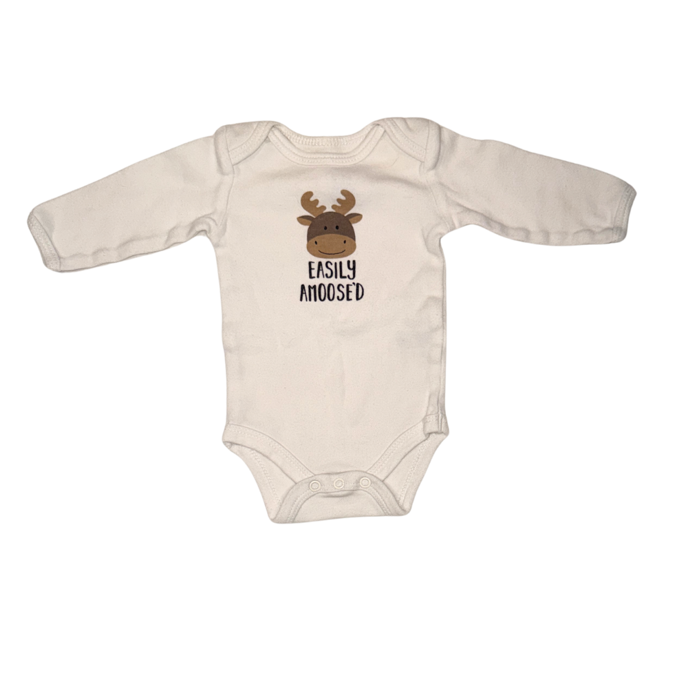 Set of 1 Moose white bodysuit & 1 olive green pants | 0-3M