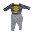 Set of grey striped bodysuit & 1 Winnie the Pooh footed pants | 0-3M