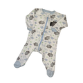 Hippo pattern in blue & green pattern onesie | White background | 3M