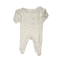 White with grey moons and clouds pattern | Button up onesie | 0-3M
