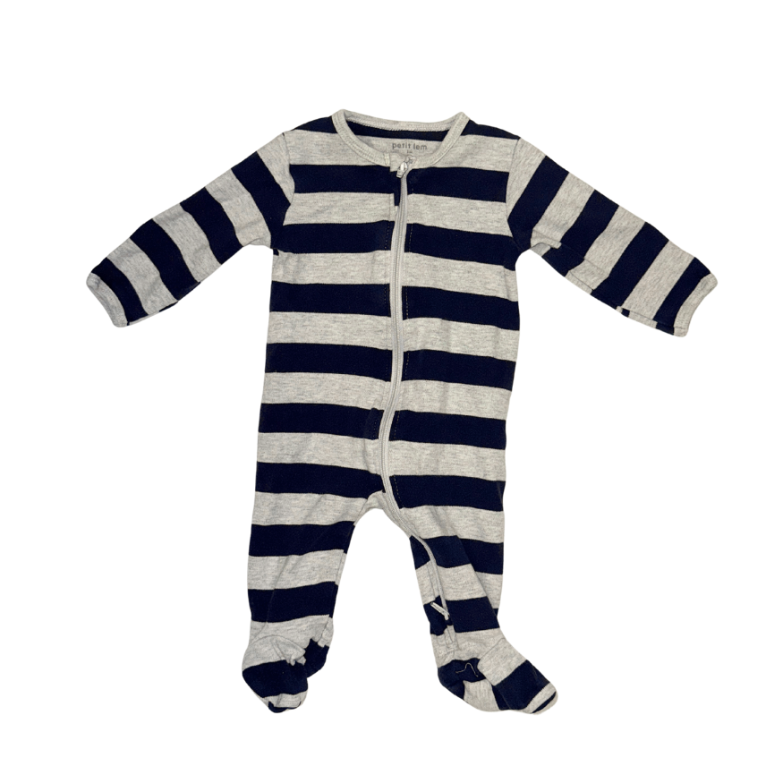 Blue & grey striped onesie | 3M