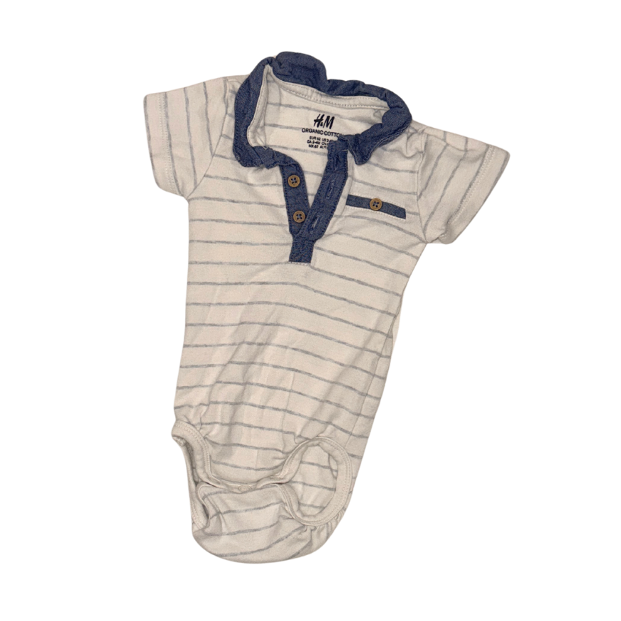 Polo organic cotton bodysuit denim details | 2-4M