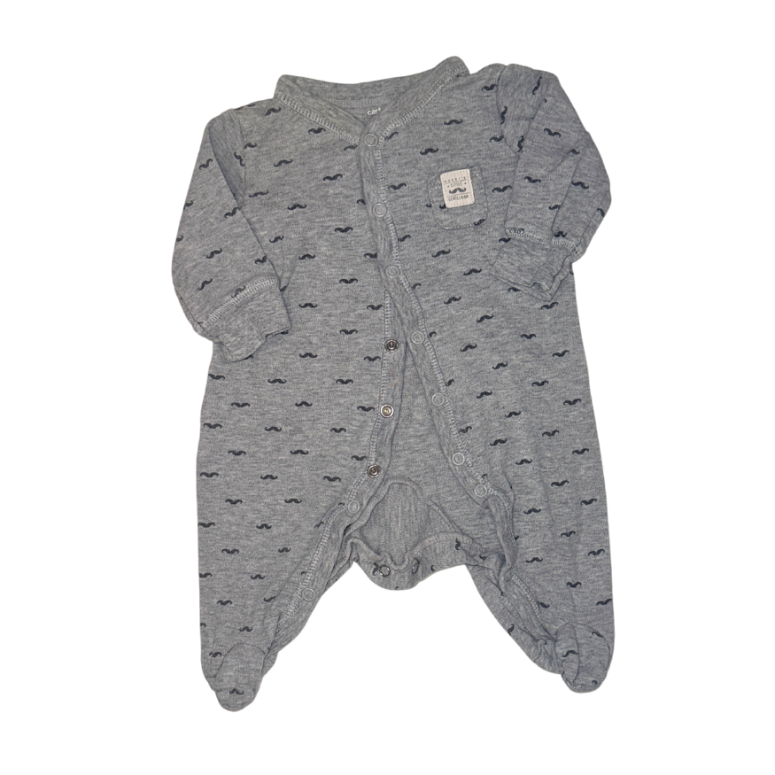 Mustache pattern grey onesie | 3M