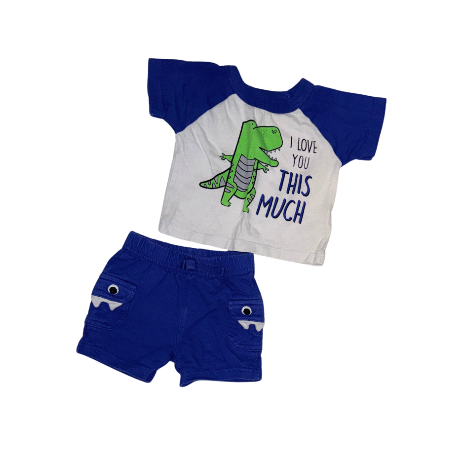 Set of t-shirt & blue shorts | Croc pattern | 0-3M