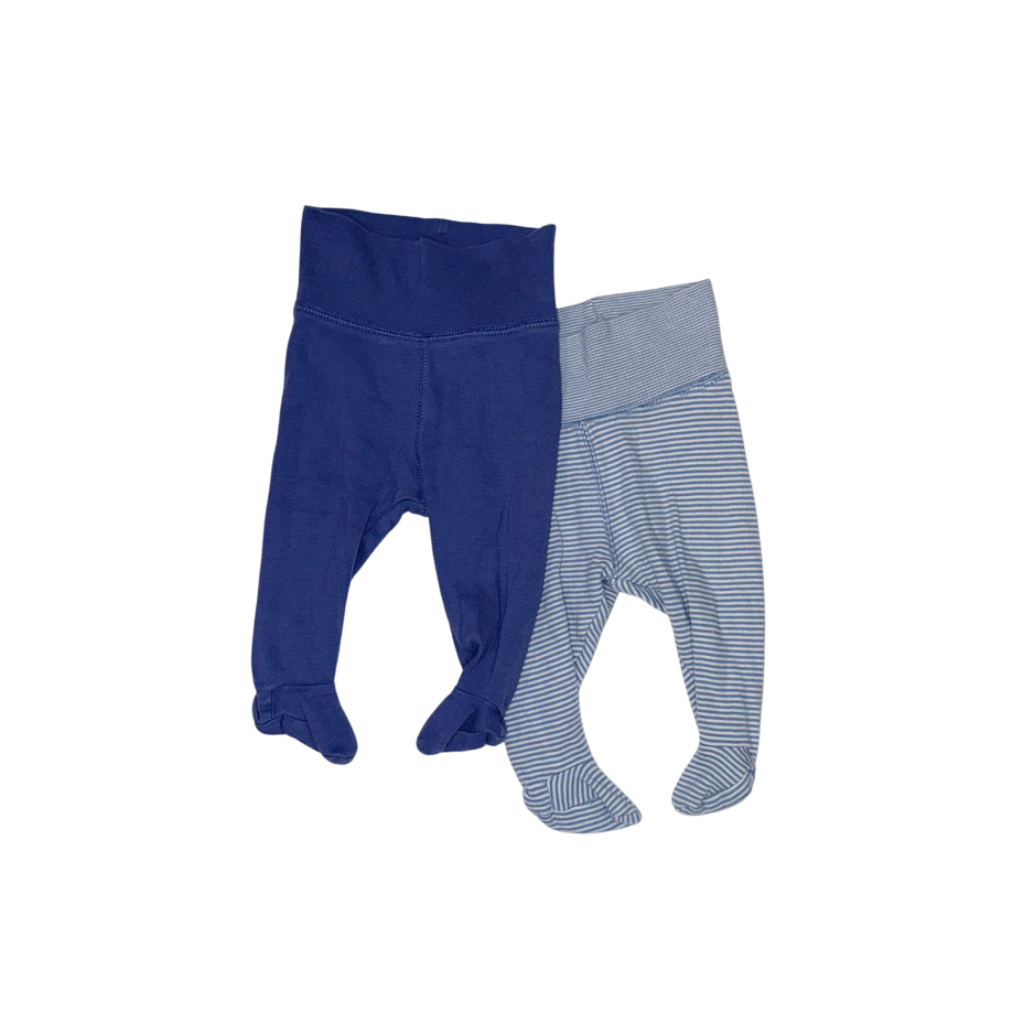 Set of 2 blue footed pants | Organic Cotton | 2-4M