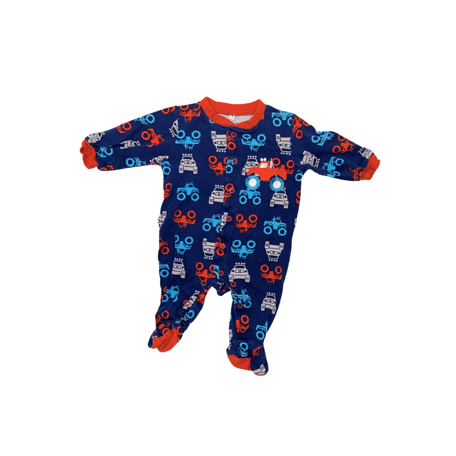 Set of 2 onesies | White with green dinos & blue with red tractors | 3M