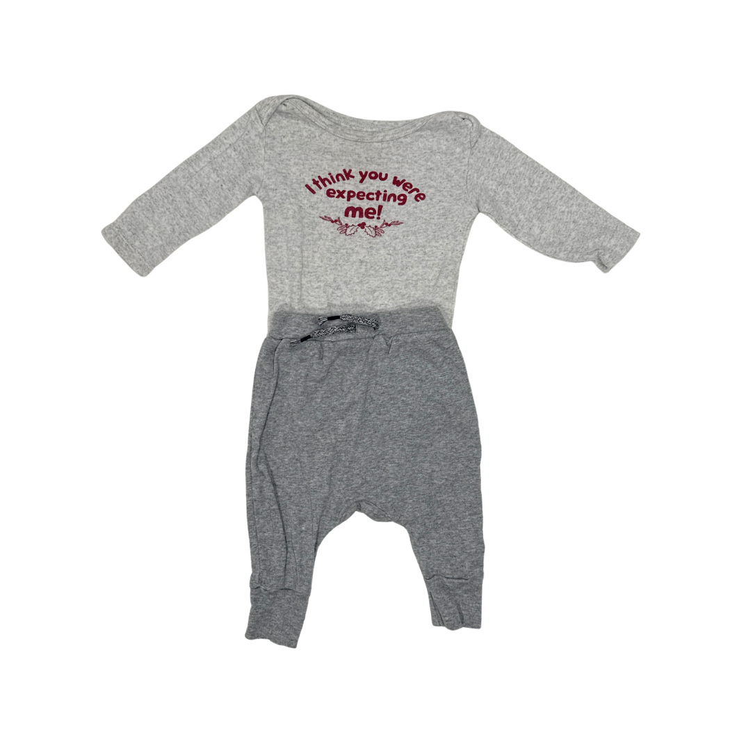 Joe Fresh | Set Of 2 Long Sleeve & Pants | Grey | 0-3M