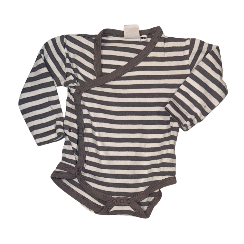 Grey & white striped bodysuit | 3-6M