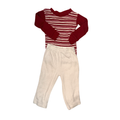 Set of 1 red striped long-sleeve t-shirt & 1 beige pants | 3-6M