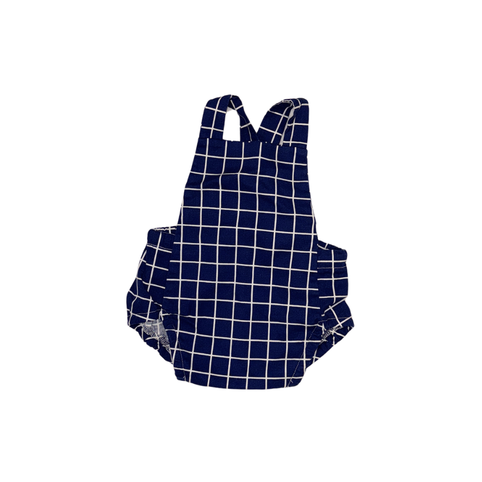 Plaid navy blue romper | 3-6M
