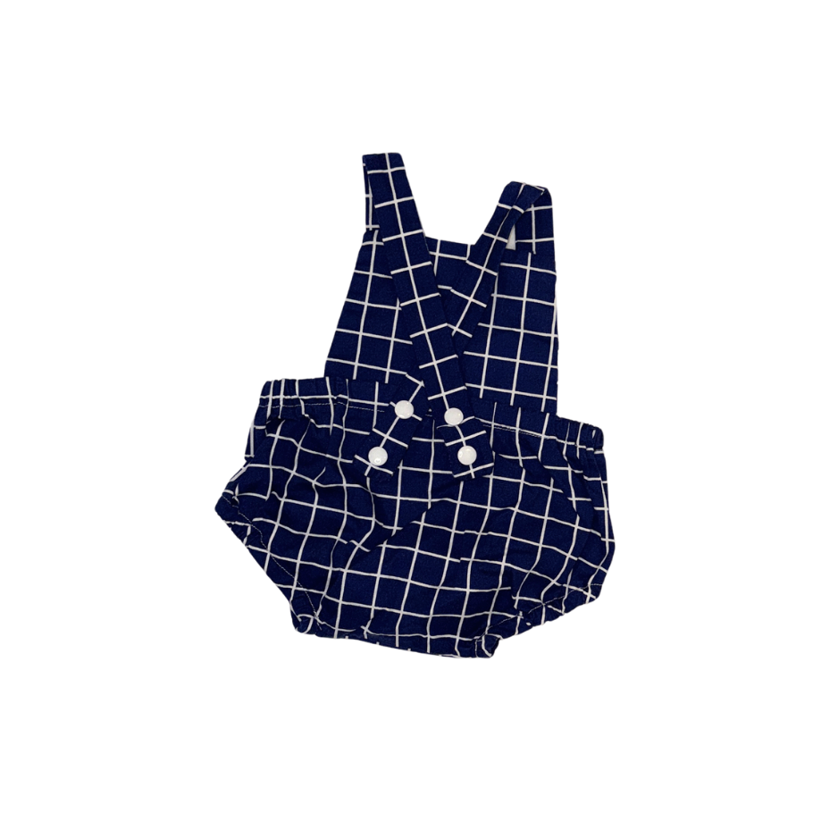 Plaid navy blue romper | 3-6M