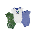 Set of 3 bodysuits | Blue striped, green dino & white | 3-6M