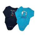 Set of 2 long-sleeve Carter's bodysuits | Teal & dark grey | 6M