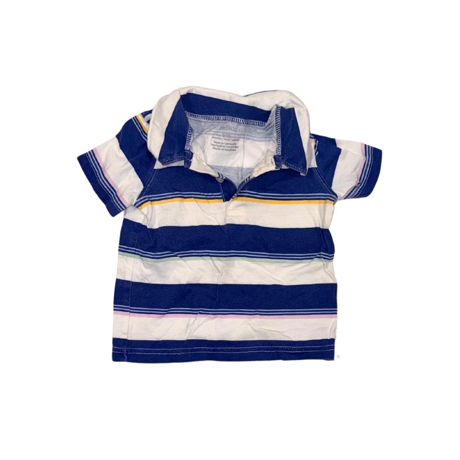 Striped Carter's polo shirt | Blue, yellow, pink, green | 6M