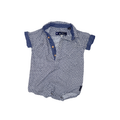 Blue pattern romper with denim details | 6-9M