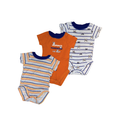 Set of 3 bodysuits | Orange, blue & white striped | 6-9M