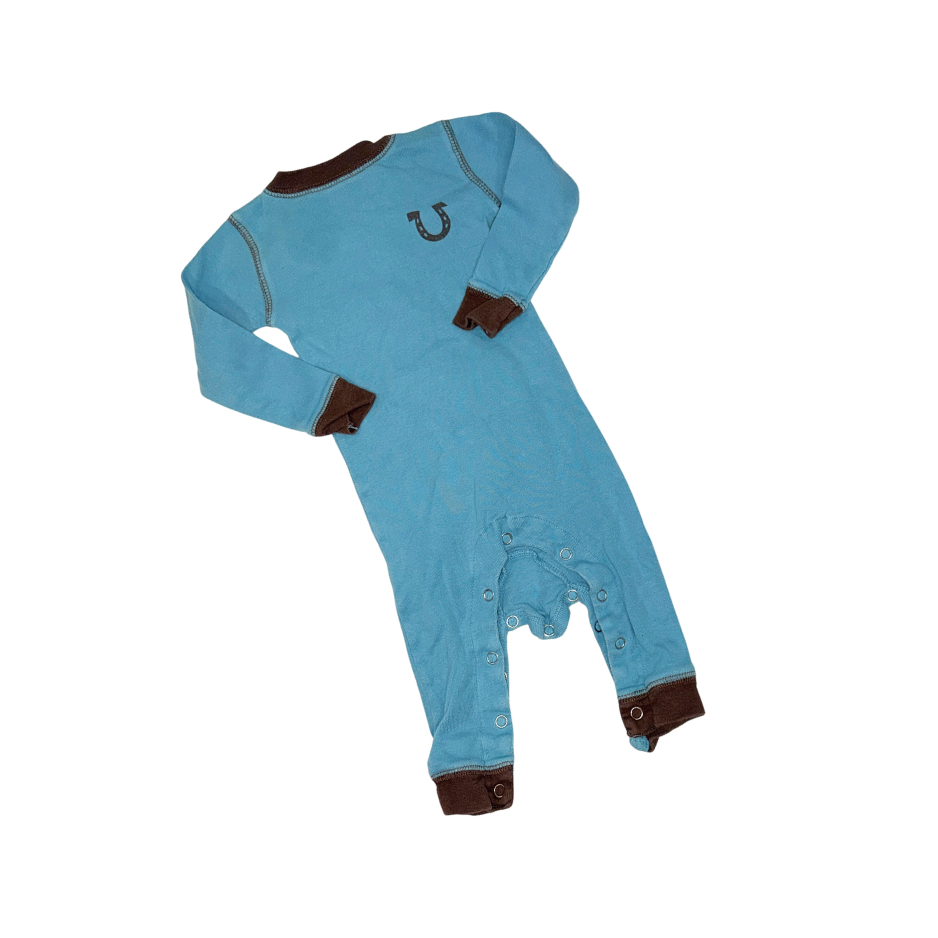 Blue & brown romper | 6M