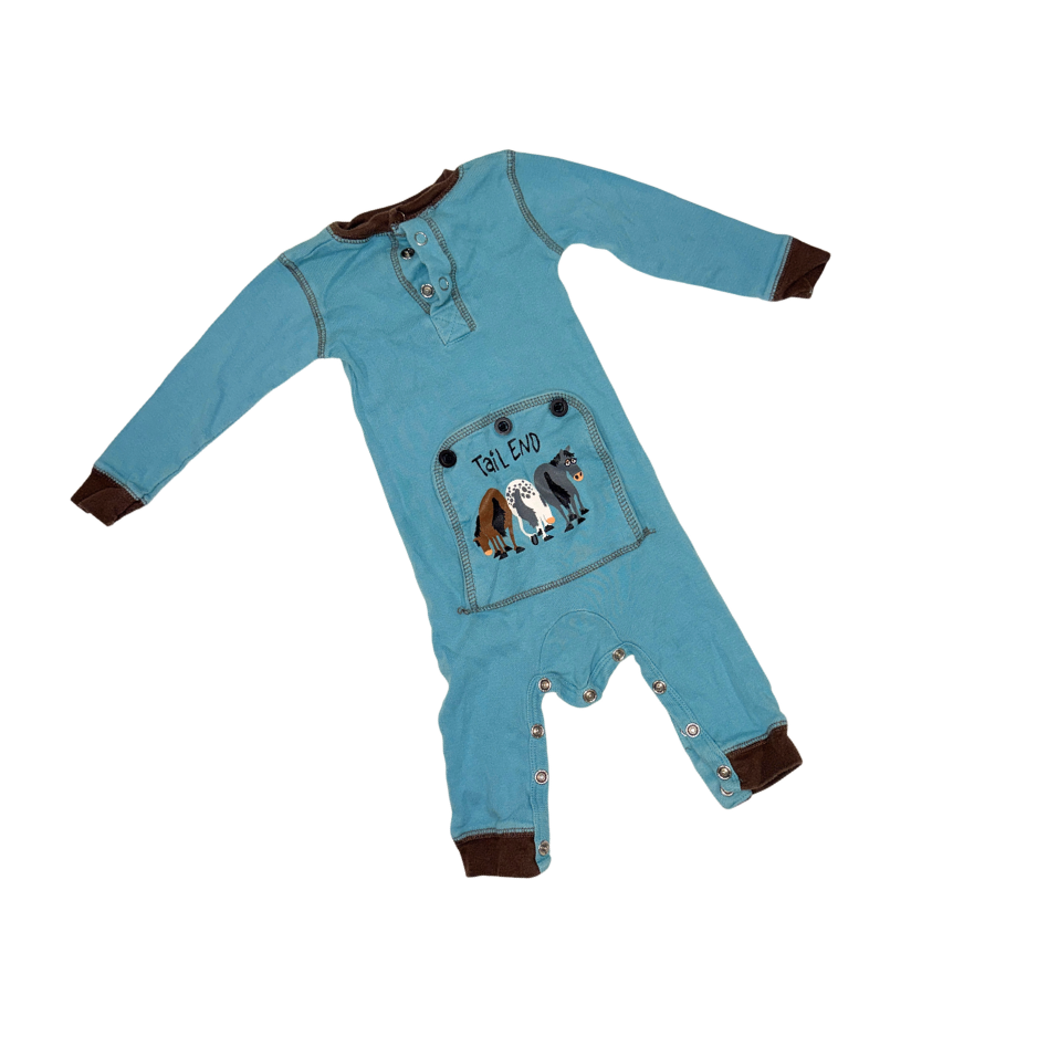 Blue & brown romper | 6M