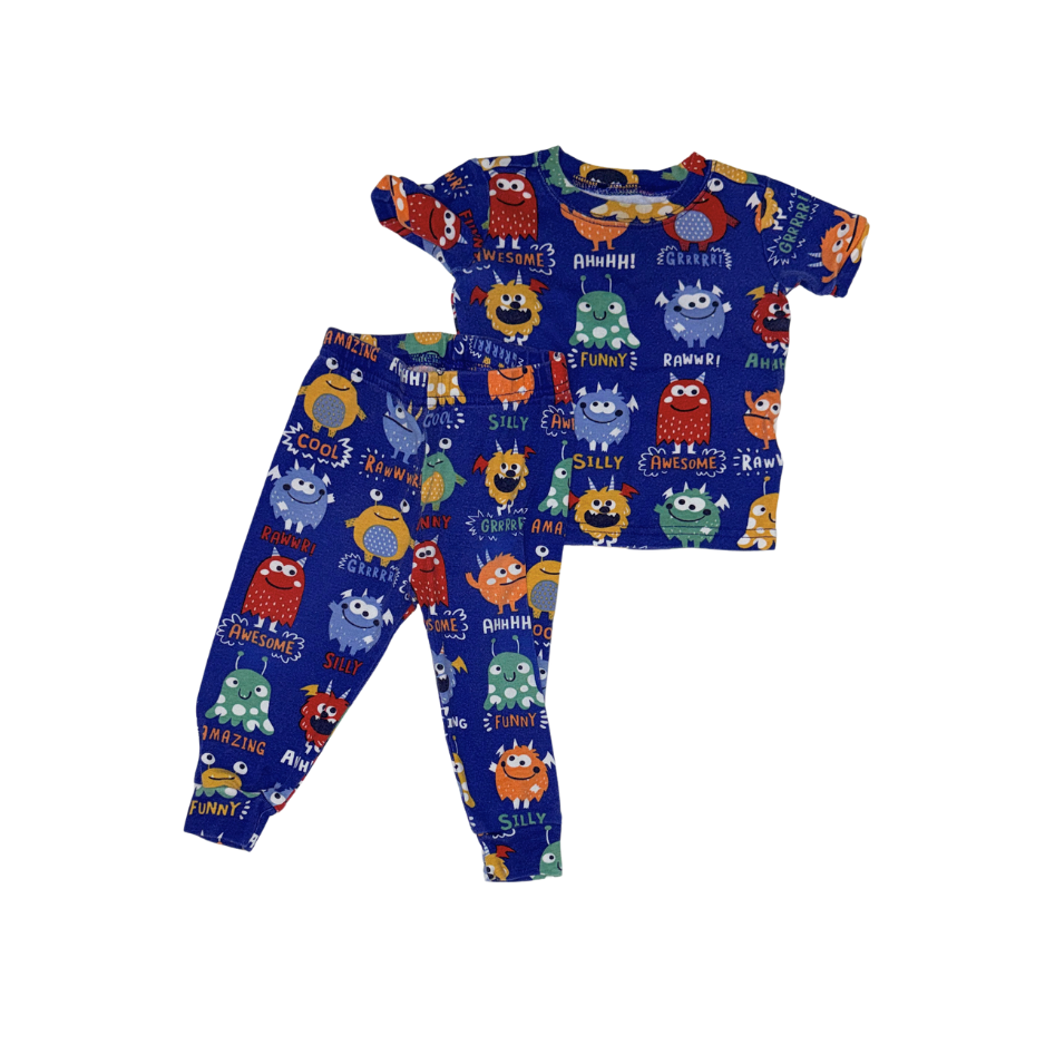 Blue funny monsters PJ sets | 6-9M