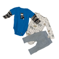 Carter'S | Set Of 3 Bodysuit & Pants | Blue, White, Gray | 9M