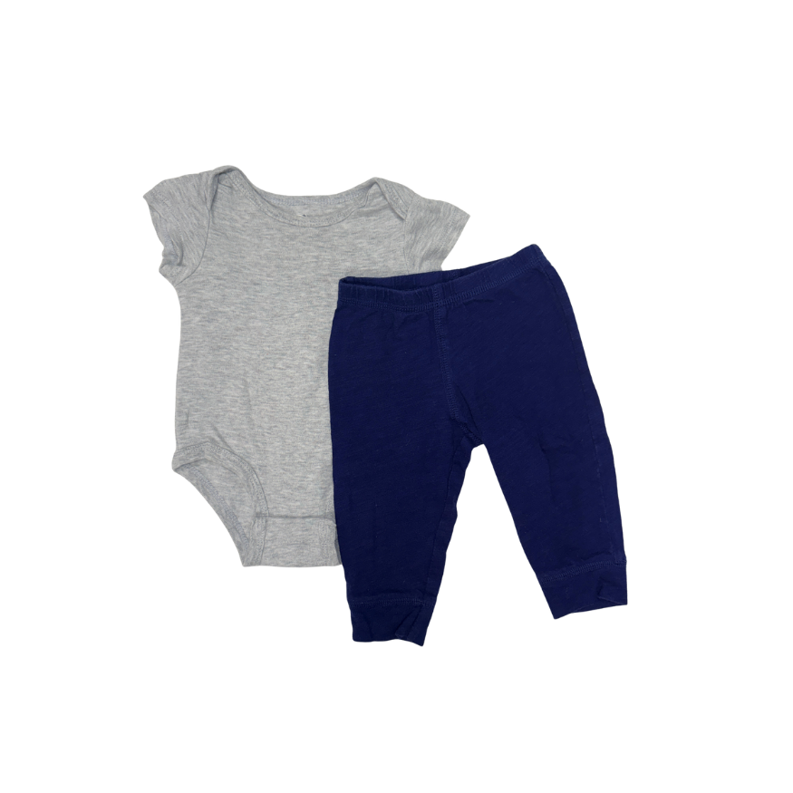Multi Brands | Set Of 2 | Bodysuit & Pants | Grey & Navy | 6M