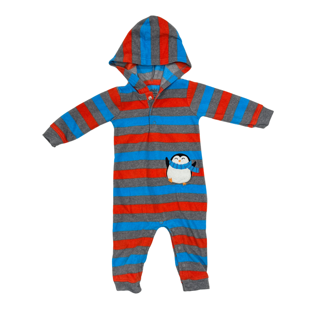 Carter'S | Pajama | Striped Hooded Pajama | Blue, Gray, Orange, Red | 6M
