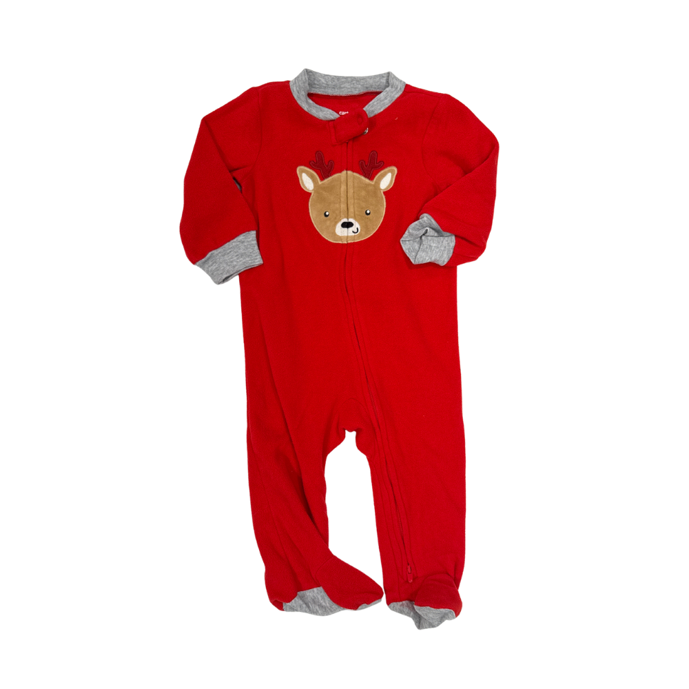 Carter'S | Pajama | Reindeer Pajama | Red With Grey Accents | 9M