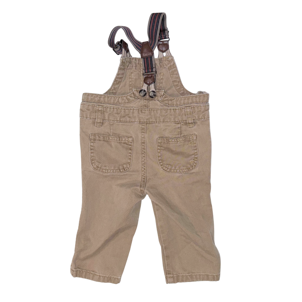 Khaki denim overalls | 6-12M