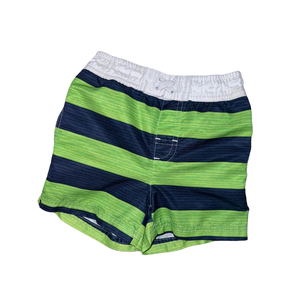 Swim trunk shorts | Green & blue stripes | 12M