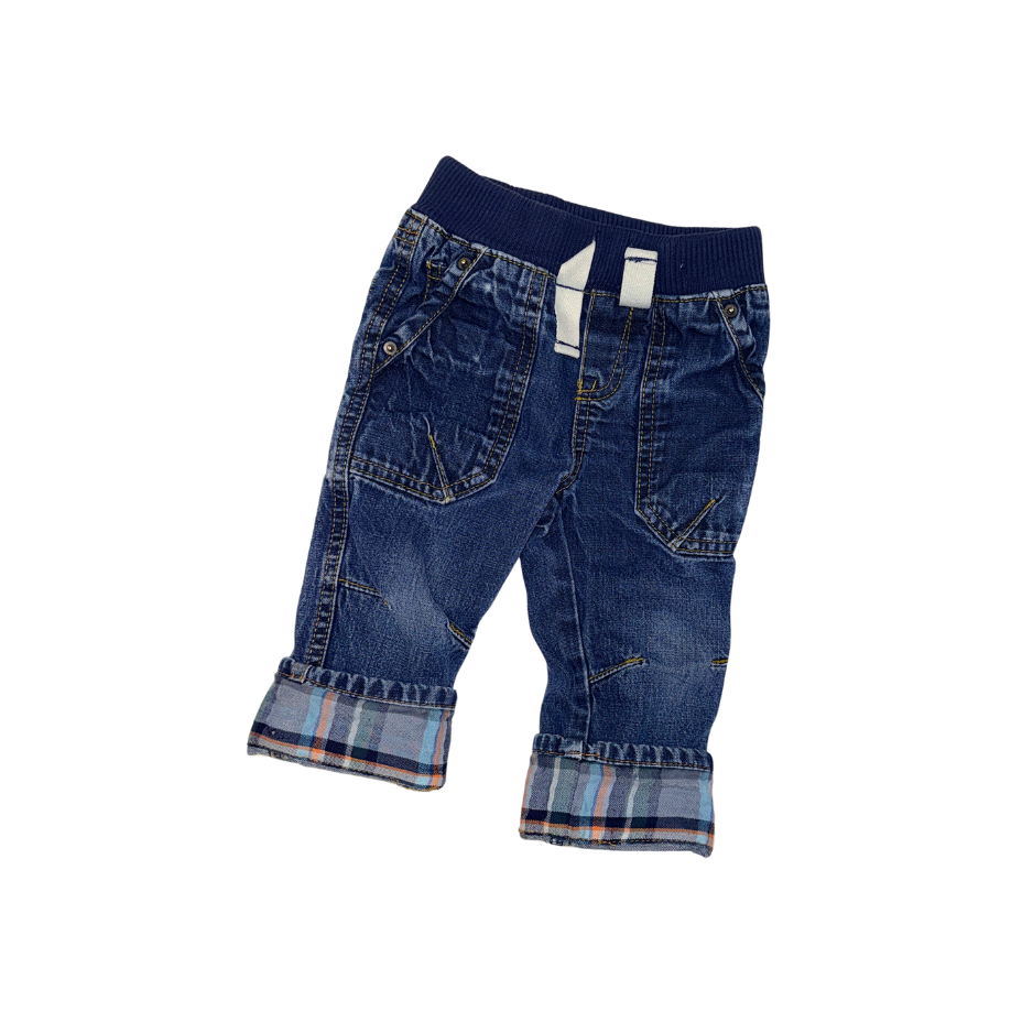Denim pants with plaid details | 12M