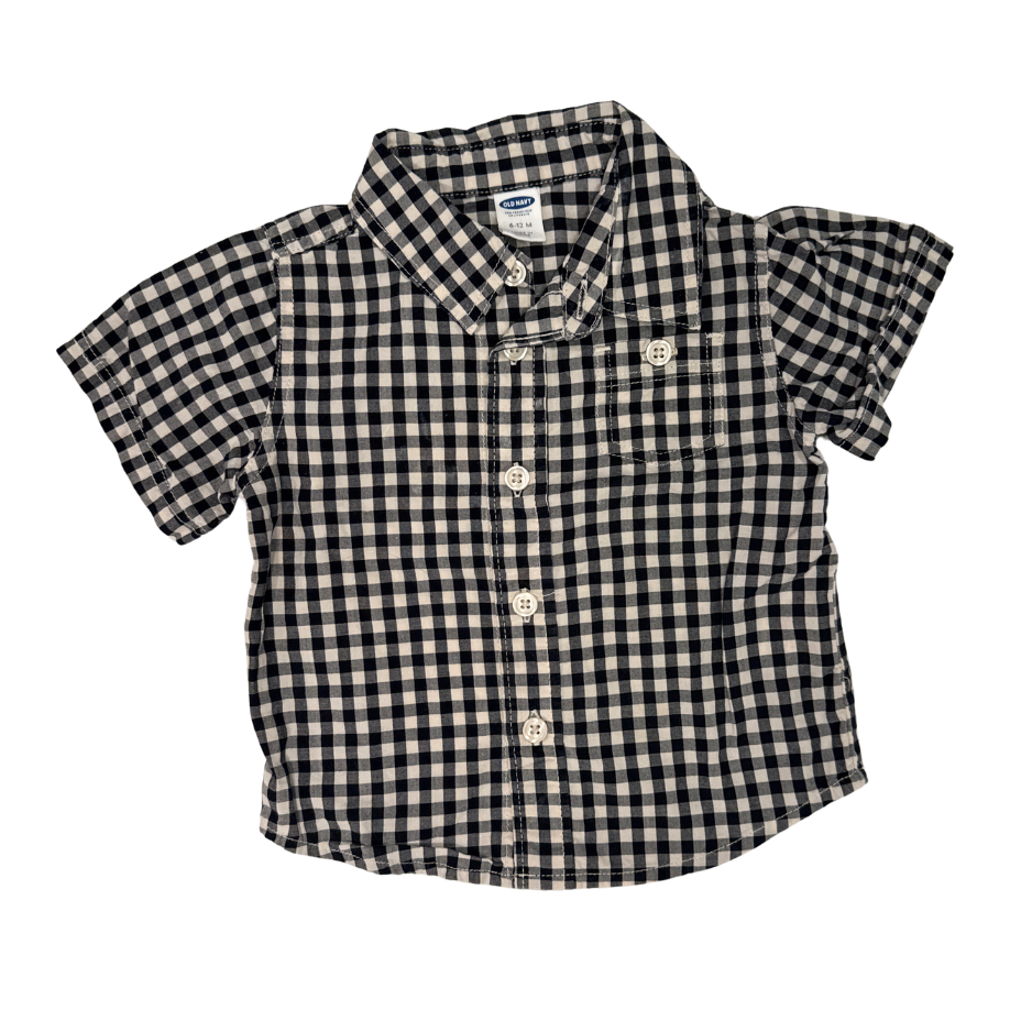 Old Navy Checkered Short Sleeve Shirt | 6-12M