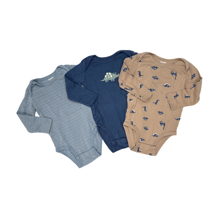 Pekkle Set of 3 | Long Sleeve Bodysuits | 12M