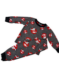 Children's pajama set with ghostbusters logo on a white background