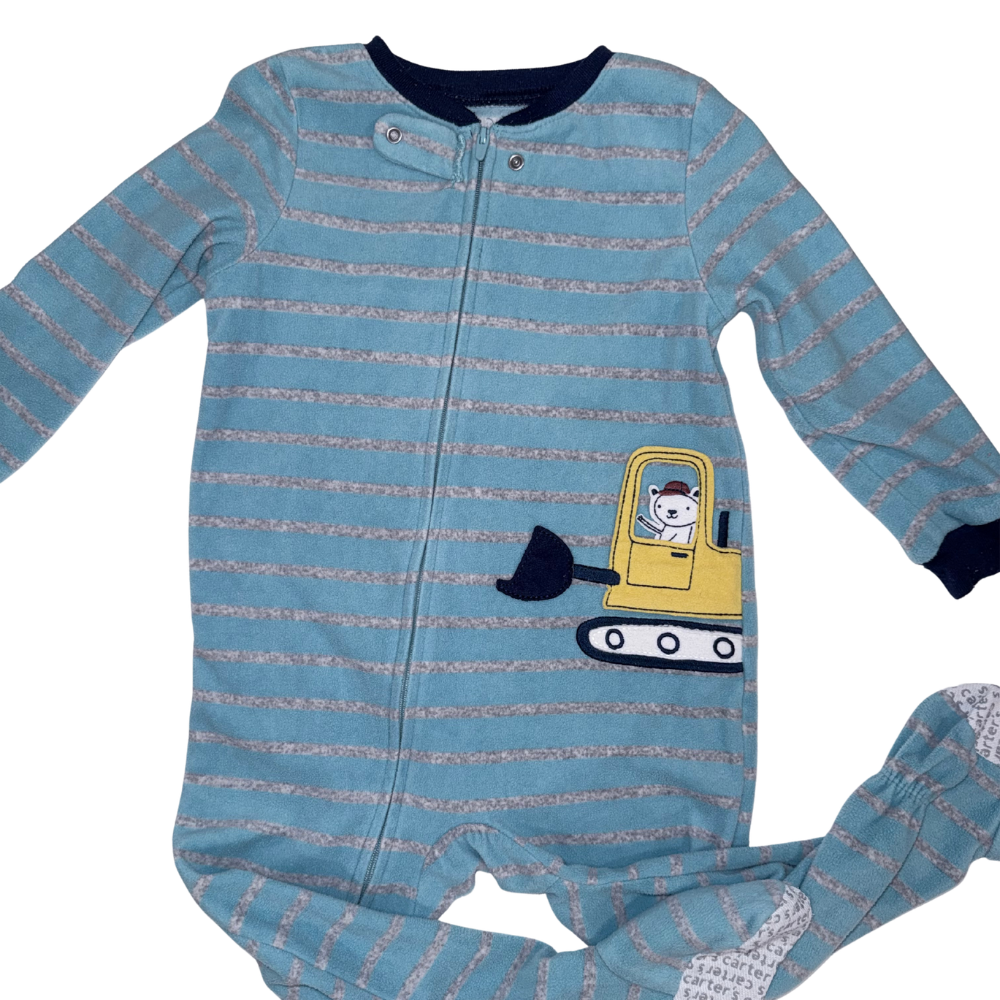 Set of two fleece footed PJs | Excavator theme | 2T