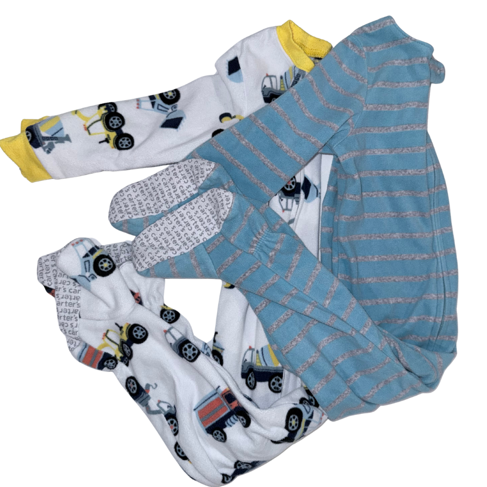 Set of two fleece footed PJs | Excavator theme | 2T