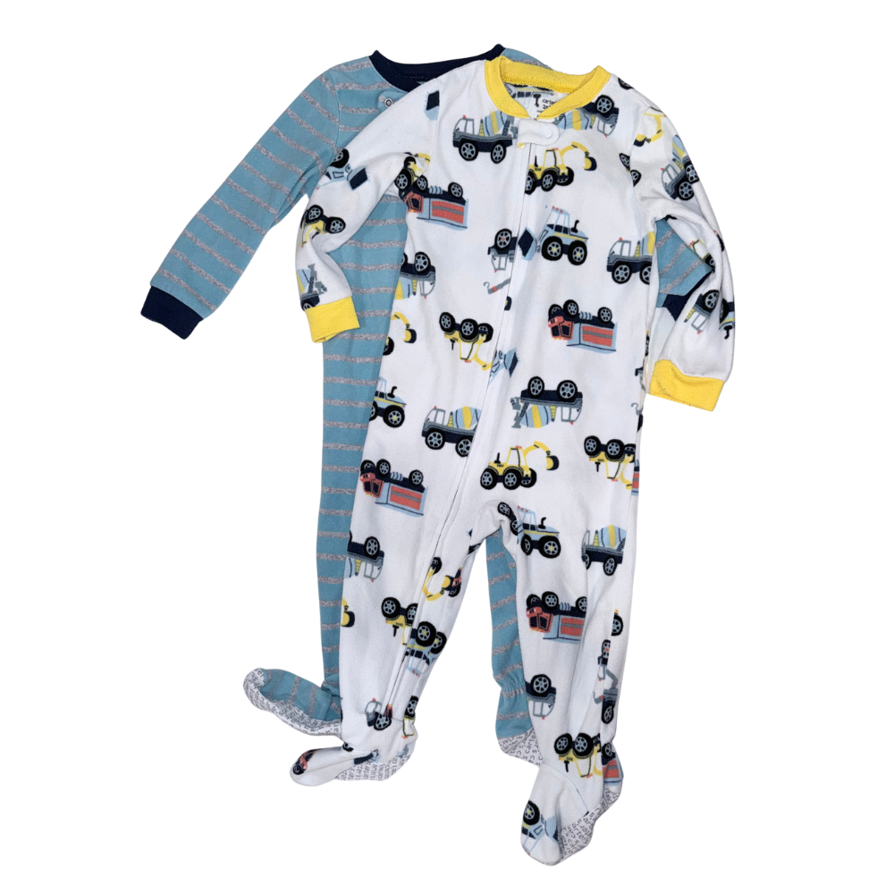 Set of two fleece footed PJs | Excavator theme | 2T