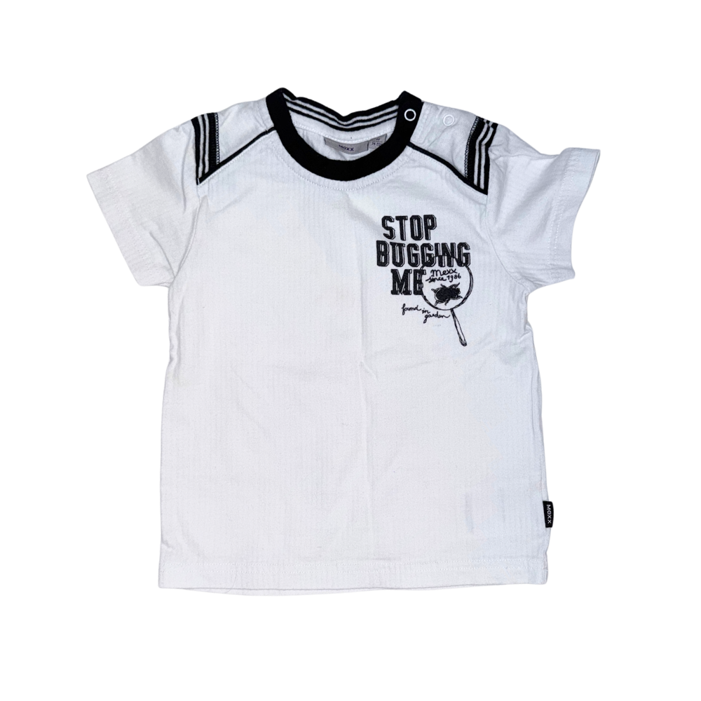 White short-sleeve t-shirt | Black details | 18-24M