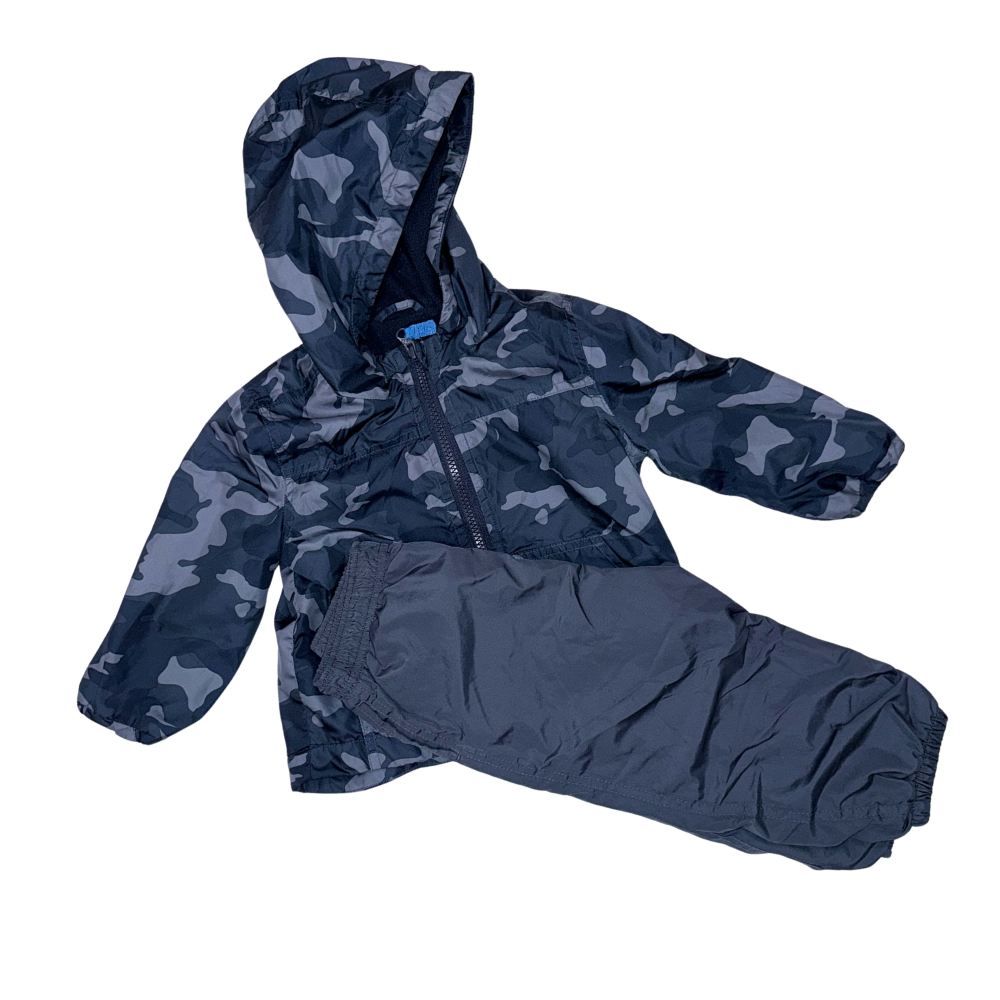 Water-resistant pants & jacket | Dark blue camouflage | 18-24M