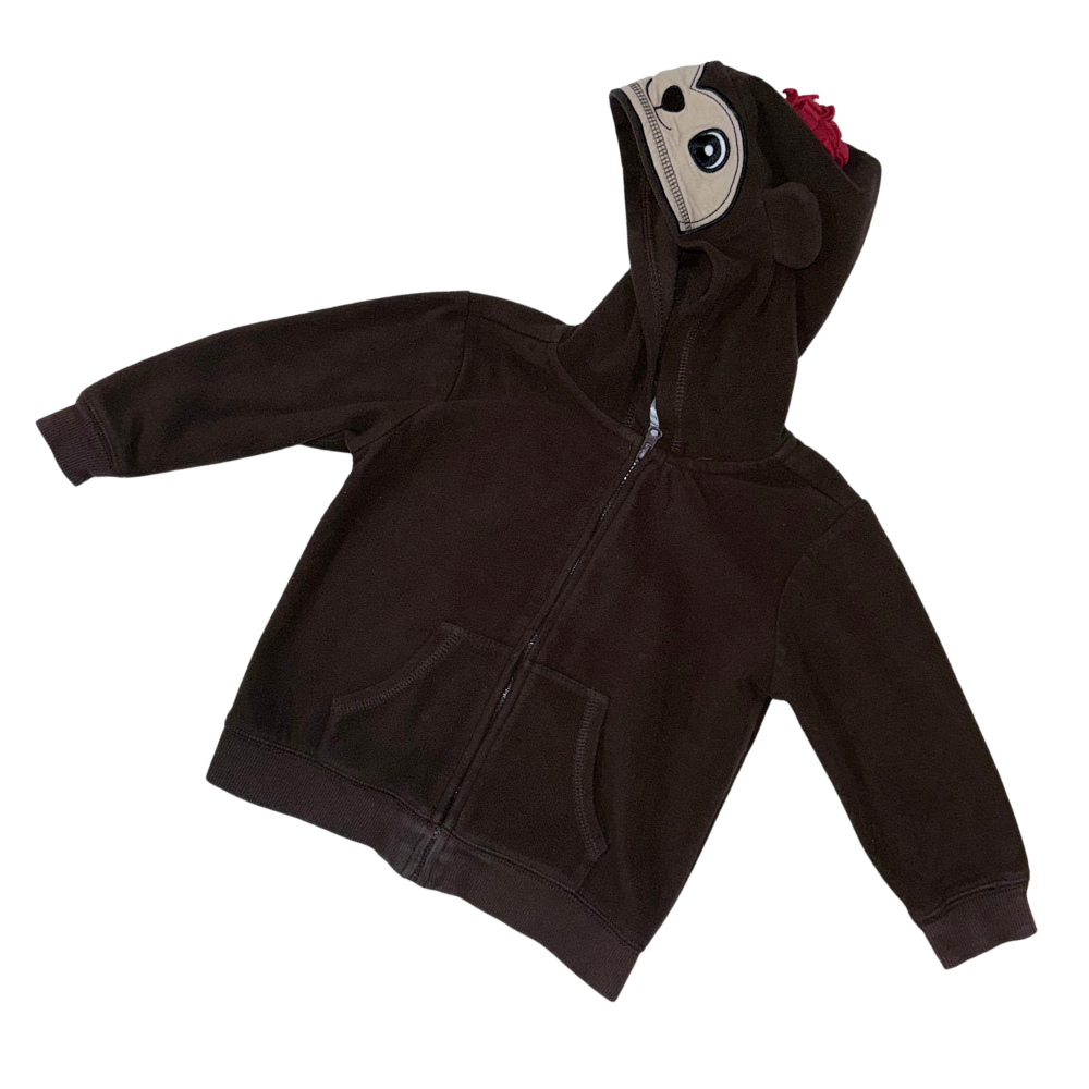 Brown fleece hoodie | Monkey theme | 18-24M