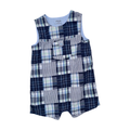 Blue plaid short overalls | 18M