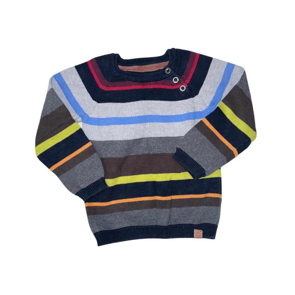 Coloured stripes sweater | Grey, brown, navy | 18-24M